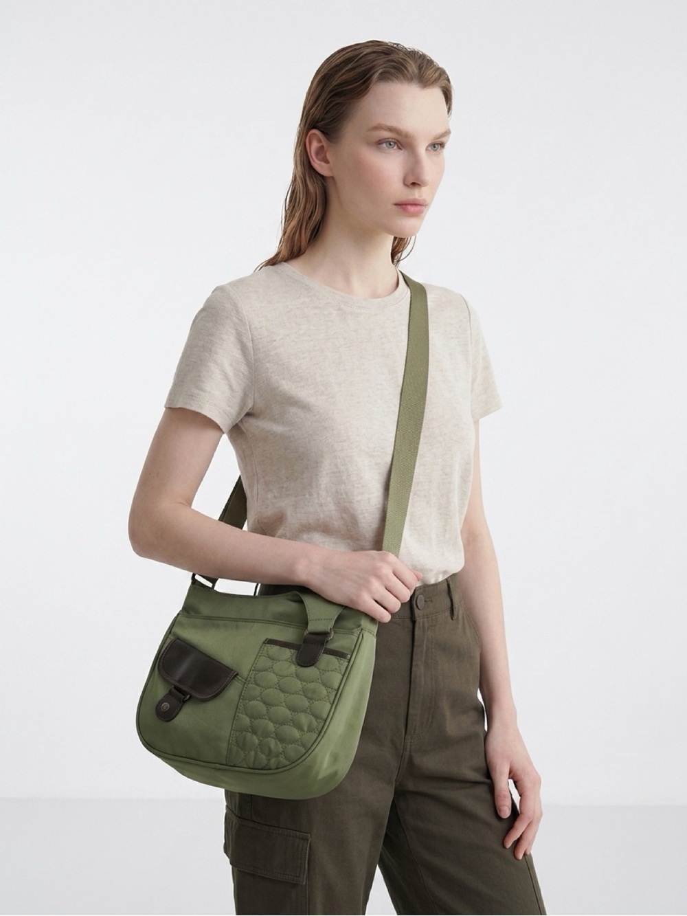 MOSEY DUFFY OLIVE GREEN CROSSBODY BAG **Made from recycled bottles**